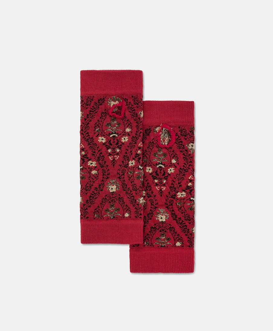 Shoes And Accessories Momoni | Augustine Gloves In Jacquard - Multicolor Sour Cherry