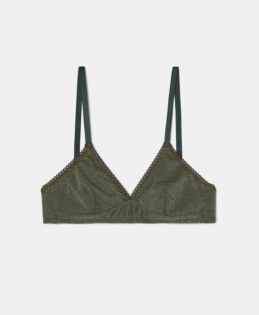 Underwear Momoni | Tutu Bra In Lurex Jersey - Forest Green