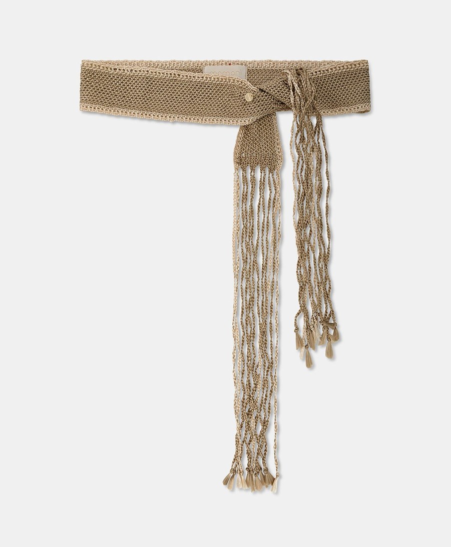 Shoes And Accessories Momoni | Millor Belt With Fringe - Sand/Cream