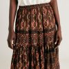 Clothing Momoni | Yasmine Skirt In Gauze - Chocolate/Red