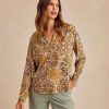 Clothing Momoni | Hector Blouse In Printed Crepe De Chine - Multicolor Beige