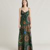 Clothing Momoni | Jolie Dress In Haboutai Silk - Dark Green Multicolour