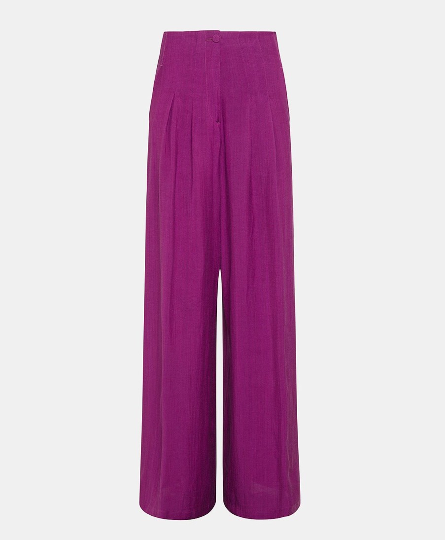 Clothing Momoni | Violina Pant In Elegant Viscose Linen - Cyclamen