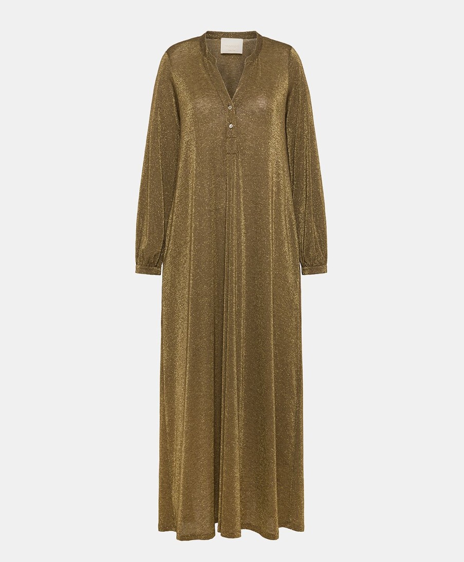 Clothing Momoni | Amede Dress In Lurex Jersey - Cigar Brown