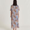 Clothing Momoni | Penelope Dress In Crepe De Chine - Cerulean Blue/Multicolour