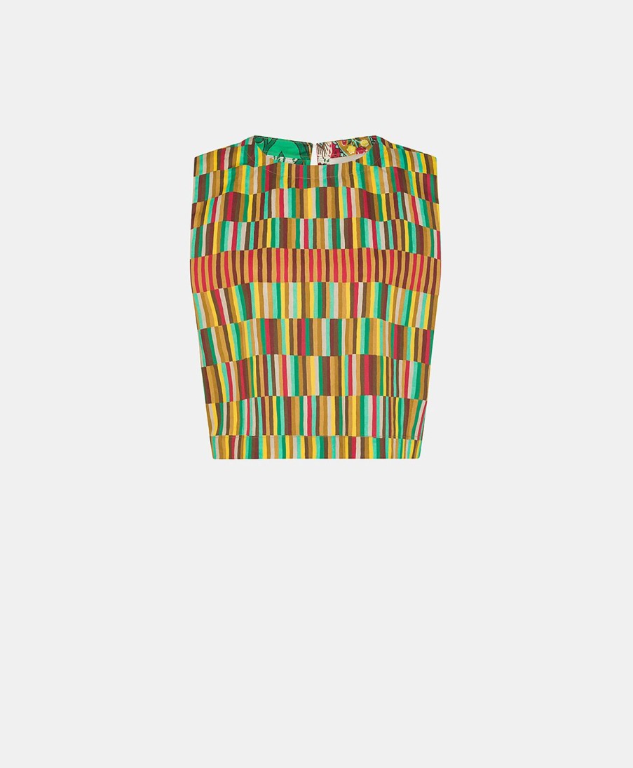 Clothing Momoni | Moon Top In Poplin - Multicolour Yellow