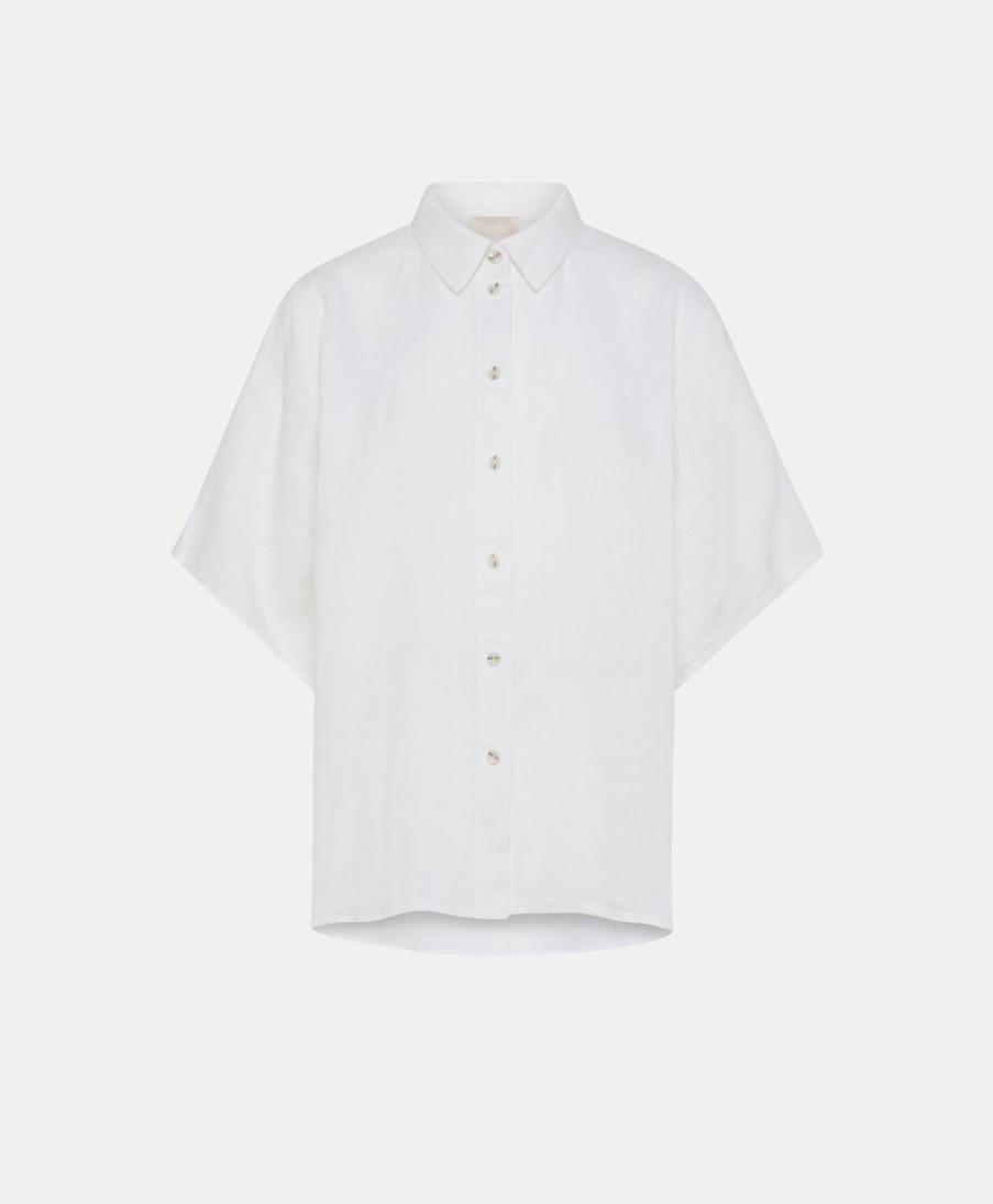 Clothing Momoni | Elafonissi Shirt In Linen - Optical White