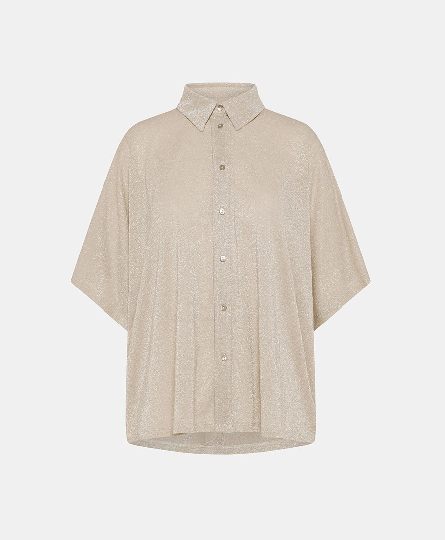 Clothing Momoni | Brooklyn Shirt In Lurex Jersey - Sand