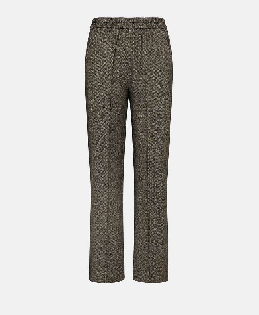 Clothing Momoni | Rainier Pant In Herringbone Linen Blend - Black