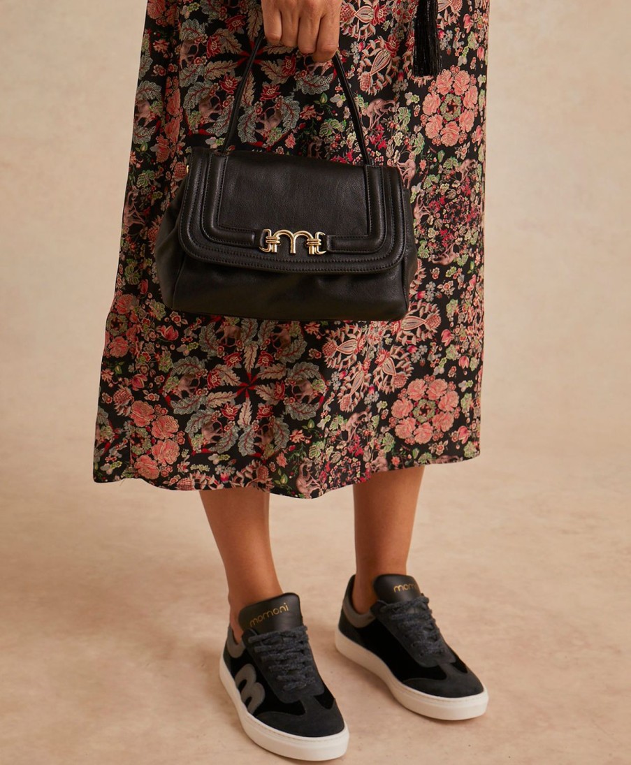 Shoes And Accessories Momoni | Petit Flore Bag In Leather - Black