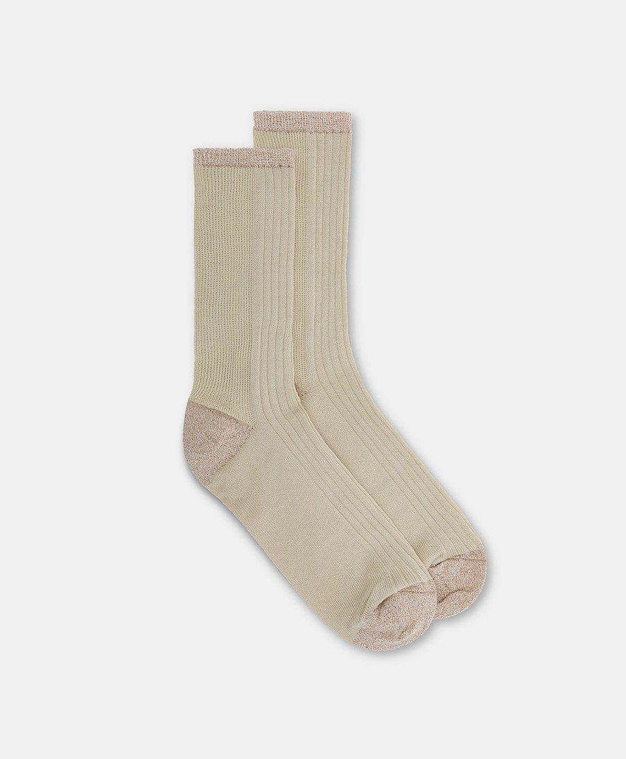 Shoes And Accessories Momoni | Flamenco Socks Vanise Ribbed Socks - Sand Color