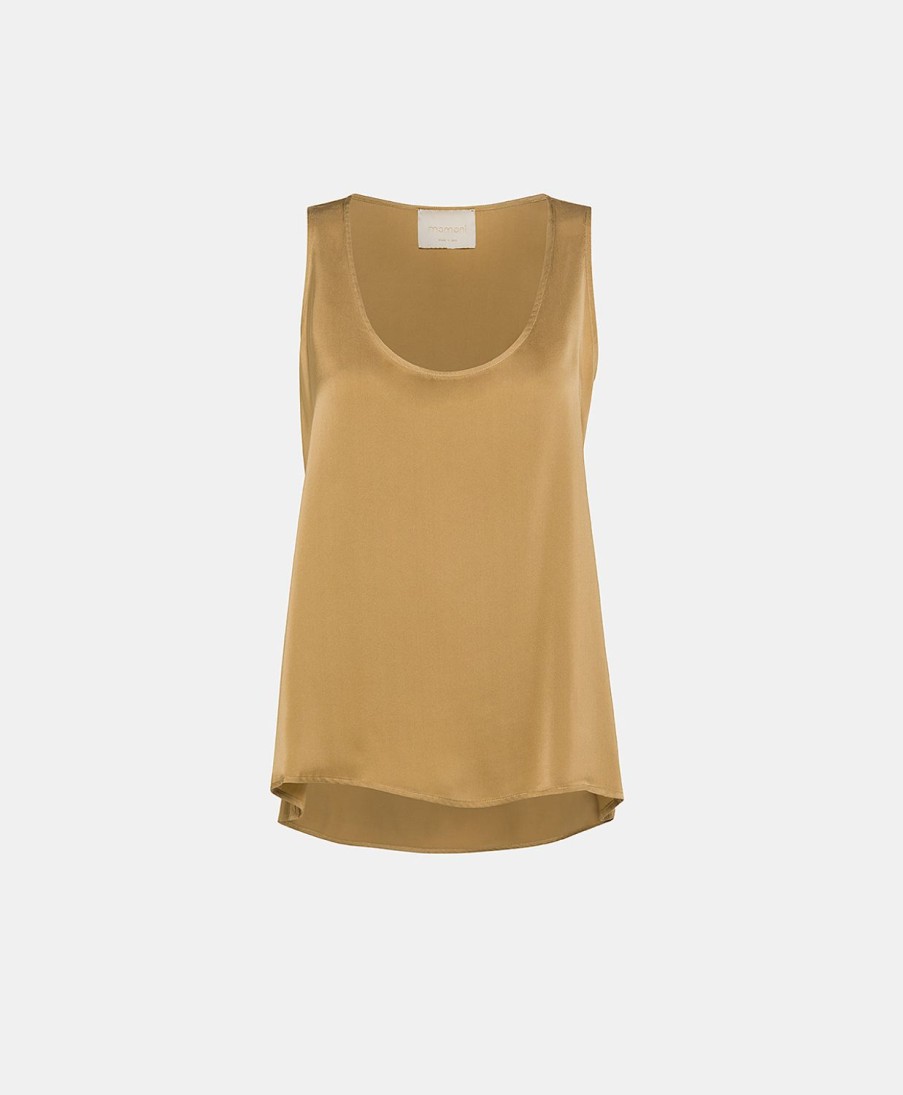 Clothing Momoni | Remy Top In Solid Colour Satin Crepe - Gold