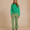 Clothing Momoni | Indra Pant In Stretch Ribbed Co/Mo - Water Green