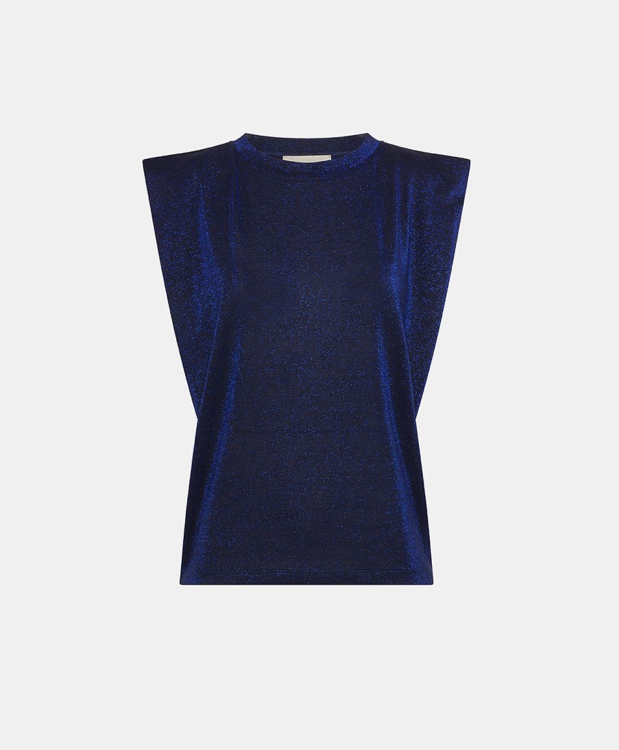 Clothing Momoni | Enna Tshirt In Lurex Jersey - Blue