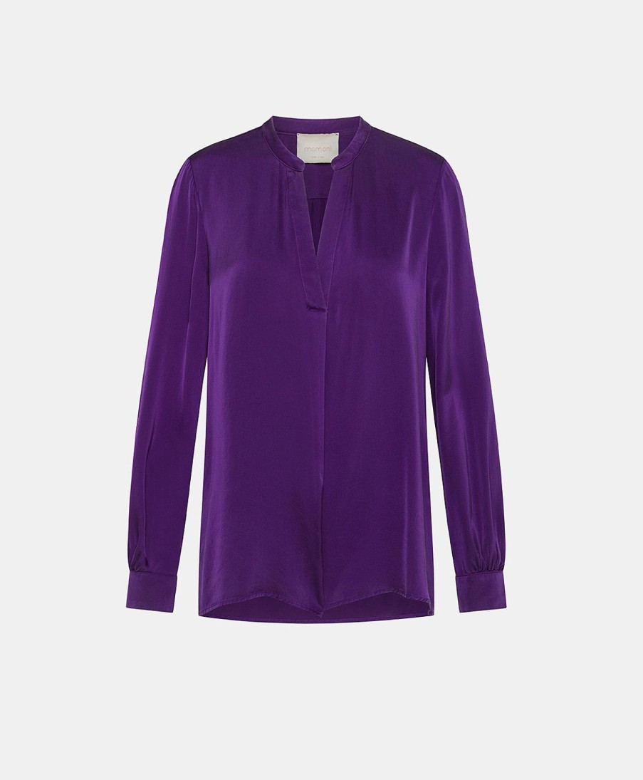 Clothing Momoni | Angelica Bis Blouse In Solid Colour Satin Crepe - Violet