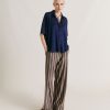 Clothing Momoni | Baccarat Pant In Striped Lurex Jersey - Multicolor Green