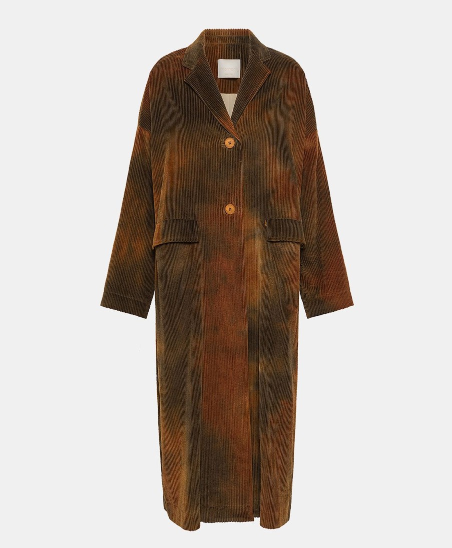 Clothing Momoni | Leopold Coat In Tie Dye Corduroy - Multicolor Burnt