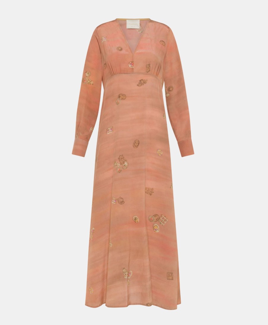 Clothing Momoni | Cala Junco Dress In Crepe De Chine - Rose Multicolour