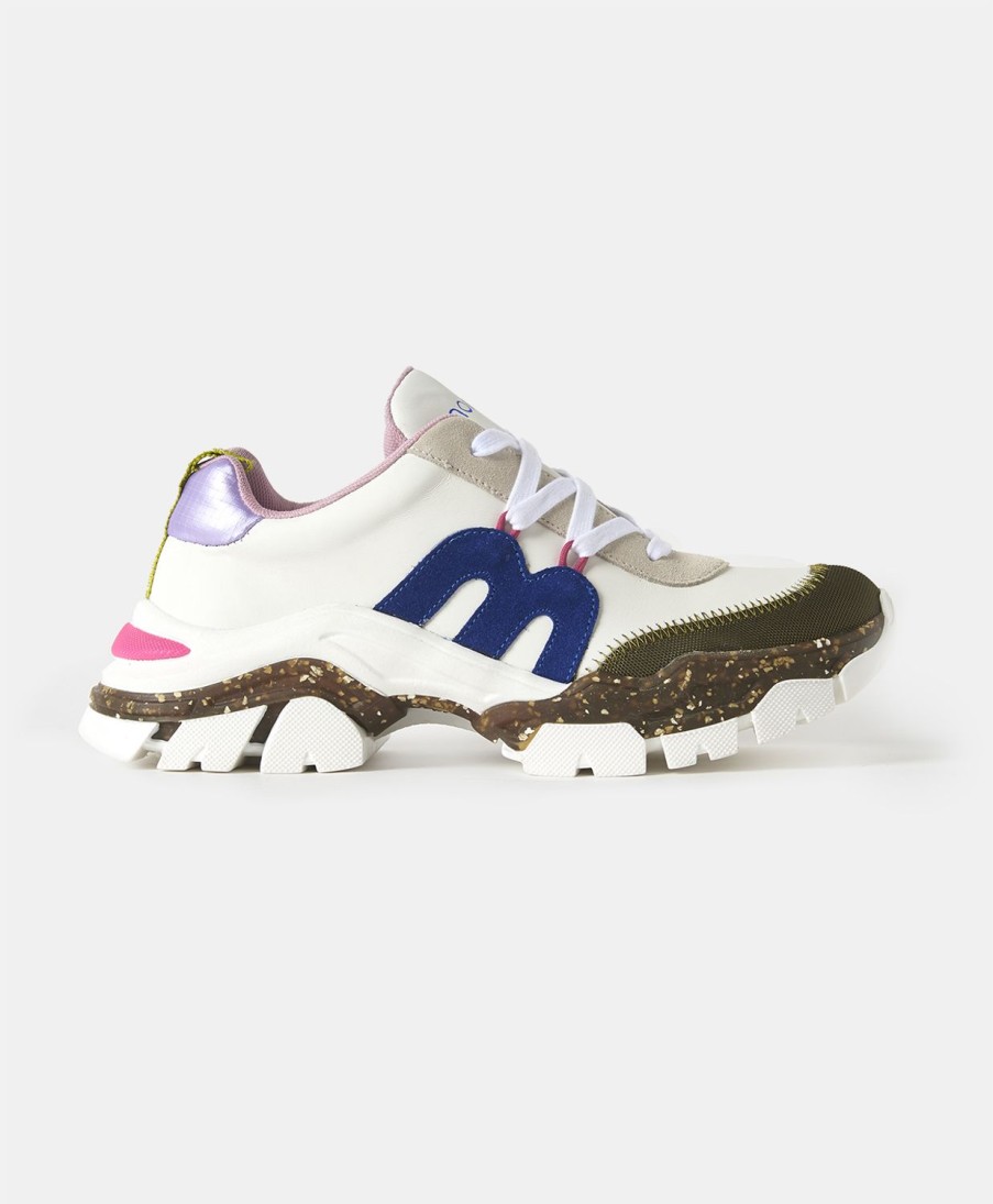 Shoes And Accessories Momoni | Puffin Sneakers In Multicolor Leather - White