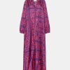 Clothing Momoni | Amede Dress In Printed Silk Twill - Indigo/Coral