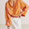 Clothing Momoni | Franklin Shirt In Haboutai Silk - Orange/Fuchsia