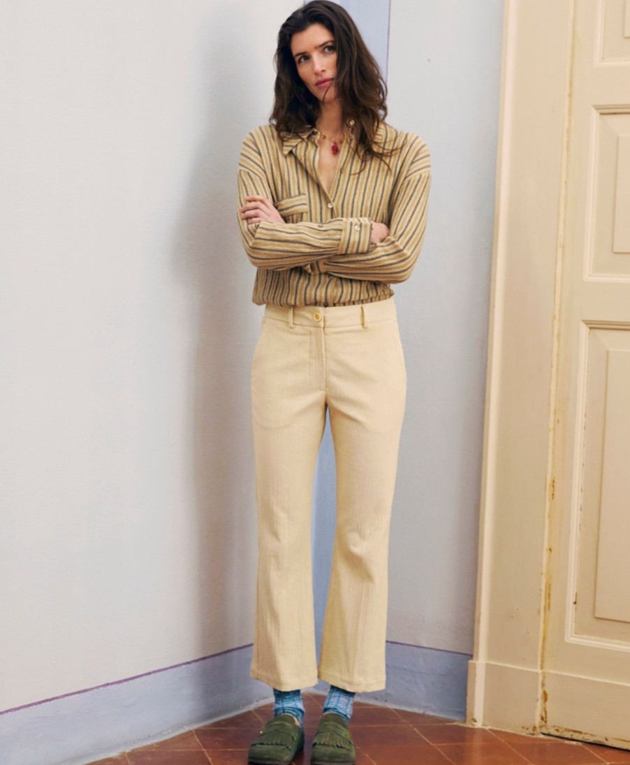 Clothing Momoni | Indra Pant In Stretch Ribbed Co/Mo - Butter