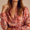 Clothing Momoni | Atlanta Blouse In Printed Silk Twill - Multicolor Pink