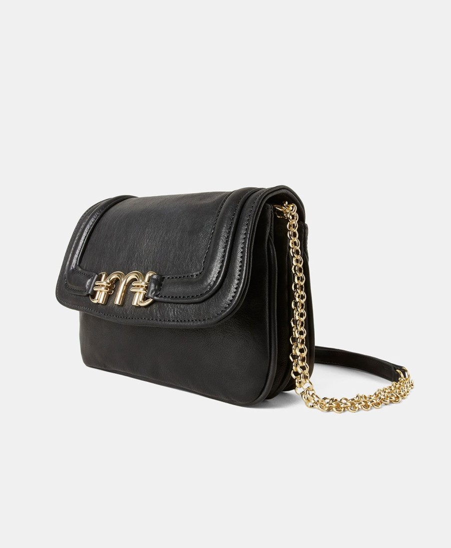 Shoes And Accessories Momoni | Mimi Flore Bag In Leather - Black