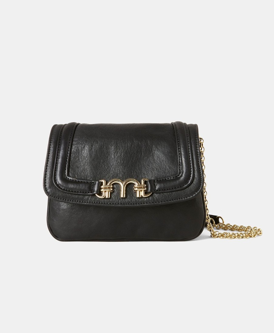 Shoes And Accessories Momoni | Mimi Flore Bag In Leather - Black