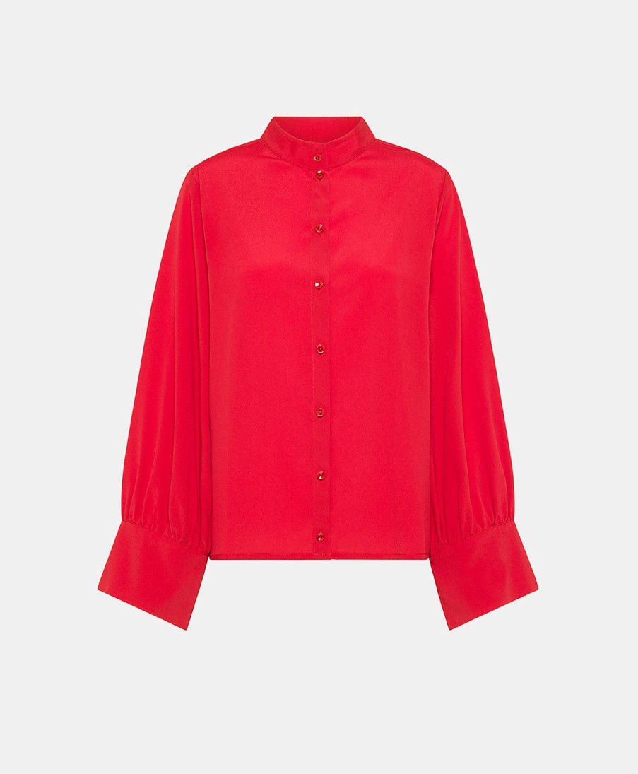 Clothing Momoni | Franklin Shirt In Plain Acetate Silk - Azalea