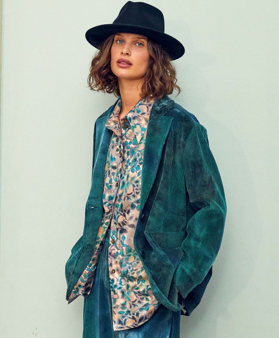 Clothing Momoni | Mindy Jacket In Tie Dye Corduroy - Multicolor Green