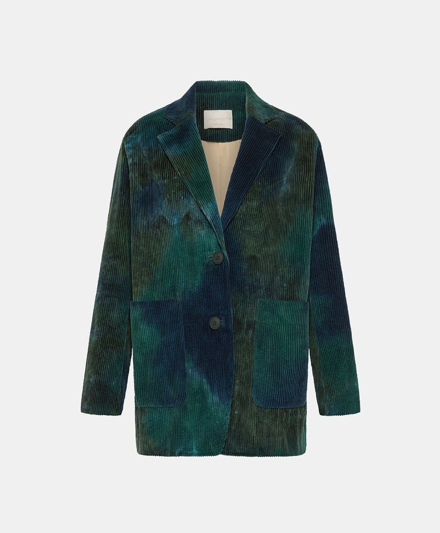 Clothing Momoni | Mindy Jacket In Tie Dye Corduroy - Multicolor Green