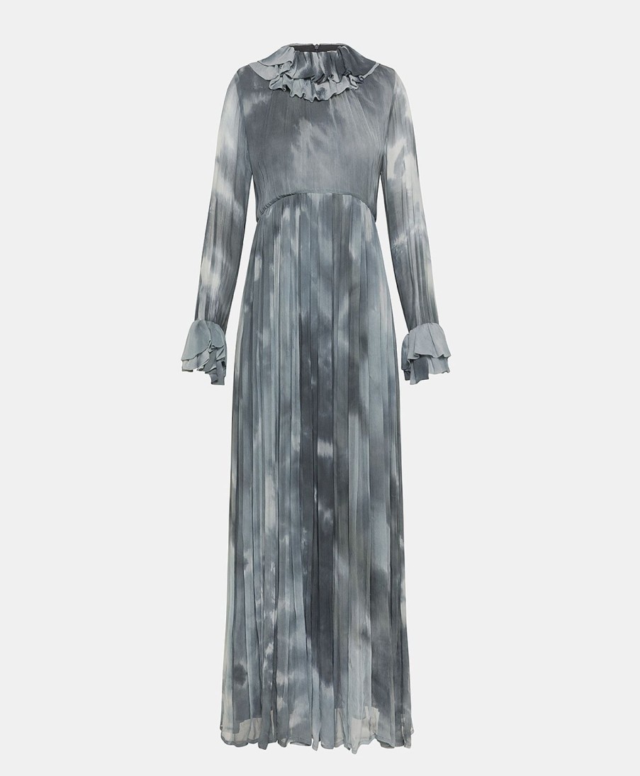 Clothing Momoni | Emile Dress In Tie Dye Crepon - Sea