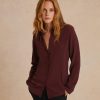 Clothing Momoni | Meudon Shirt In Silk Crepe Blend - Wine Red