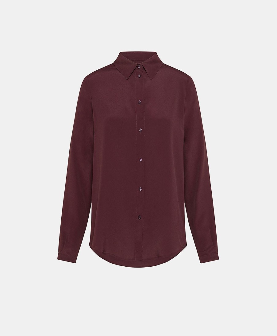 Clothing Momoni | Meudon Shirt In Silk Crepe Blend - Wine Red