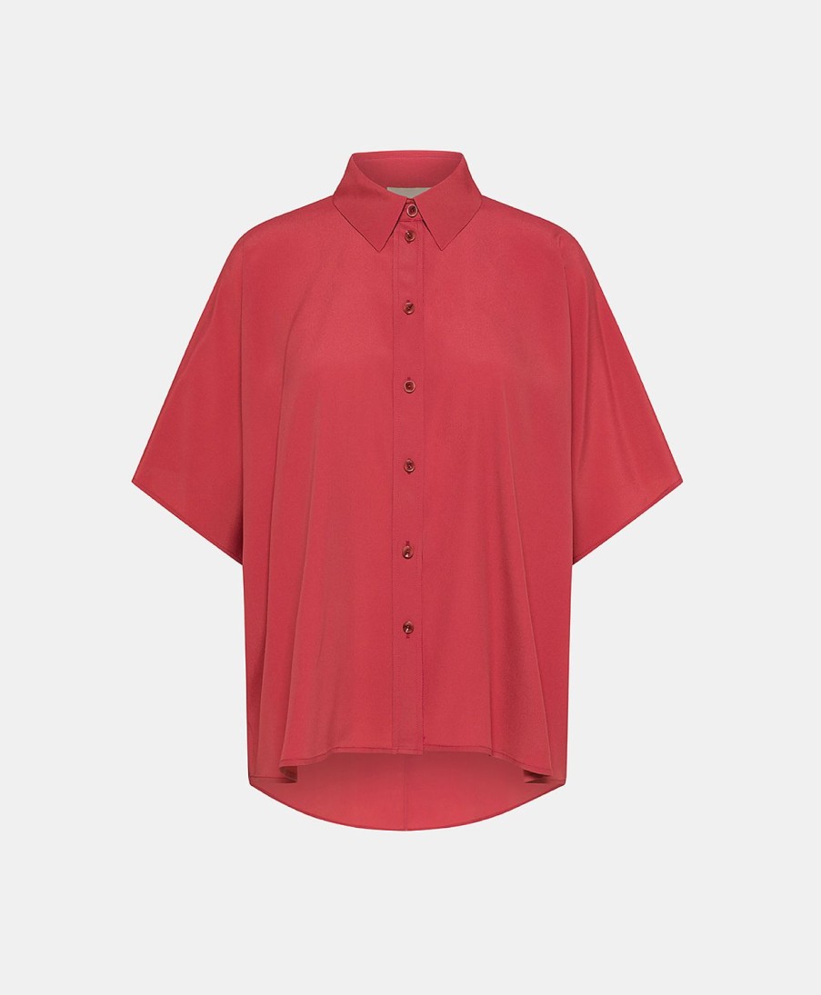 Clothing Momoni | Brooklyn Shirt In Plain Acetate Silk - Burgundy