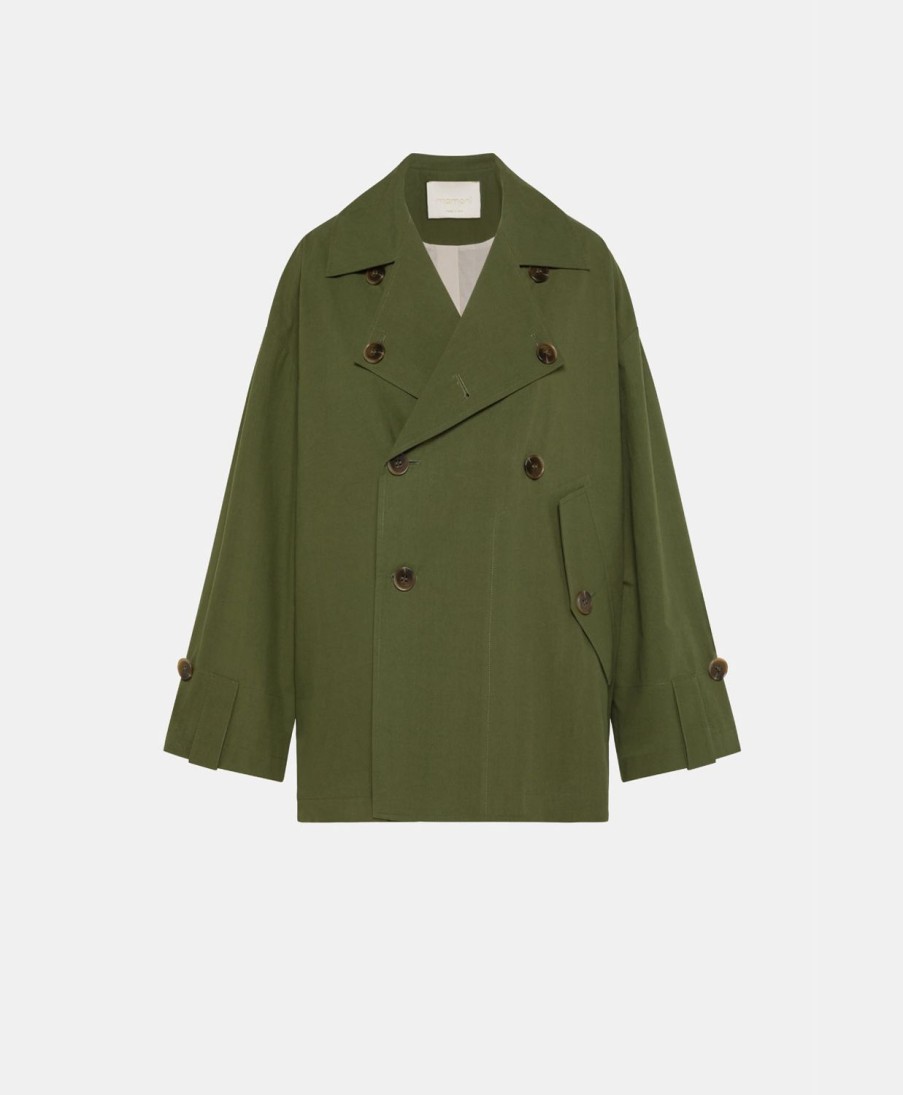 Clothing Momoni | Gazania Coat In Cotton - Army Green