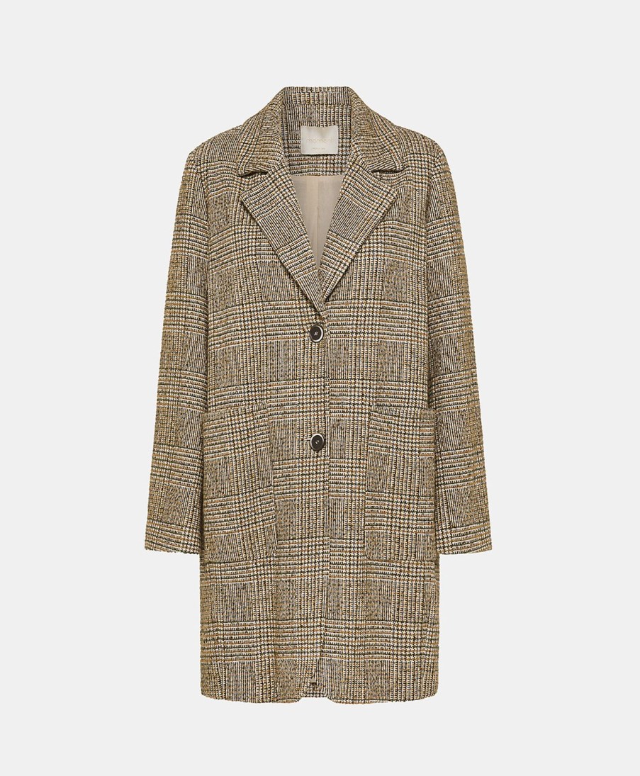 Clothing Momoni | Luc Coat In Check With Chenille - Light Blue/Green