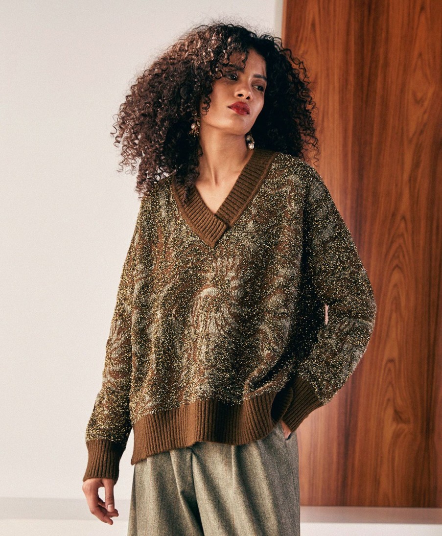 Clothing Momoni | Carice Jacquard Sweater - Dark Green