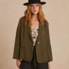 Clothing Momoni | Emma Jacket In Elegant Viscose Wool - Dark Green