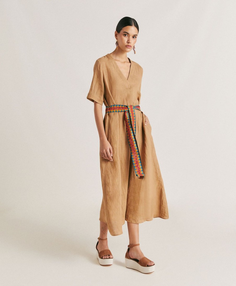 Clothing Momoni | Altamura Dress In Linen - Sand