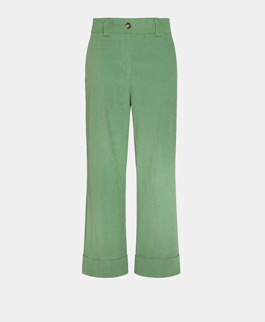 Clothing Momoni | Mokaite Pant In Stretch Ribbed Co/Mo - Water Green