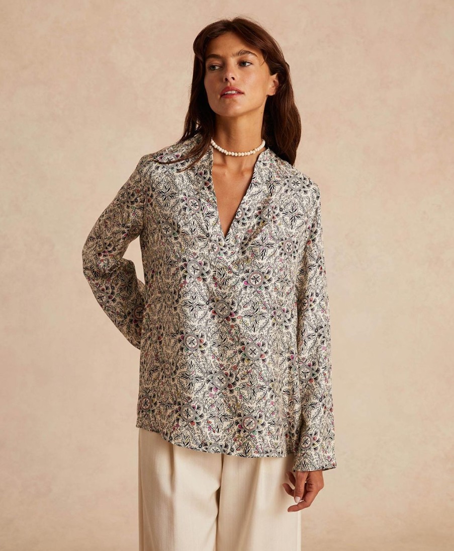 Clothing Momoni | Atlanta Blouse In Printed Silk Twill - Multicolor