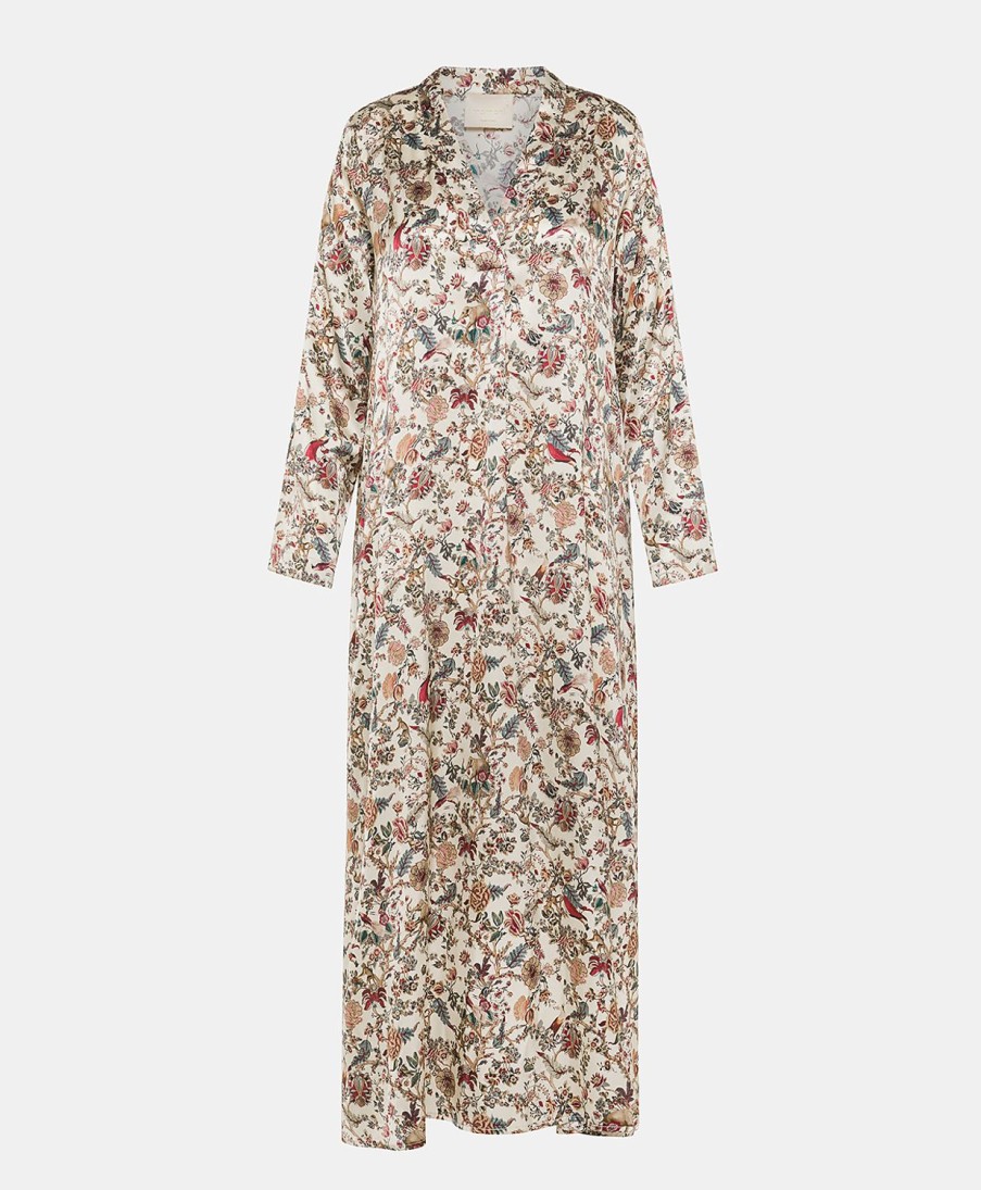 Clothing Momoni | Biarritz Dress In Printed Stretch Satin - Multicolor Cream