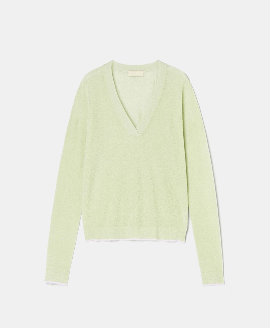 Clothing Momoni | Crespino Sweater In Crepe Wool - Aquamarine