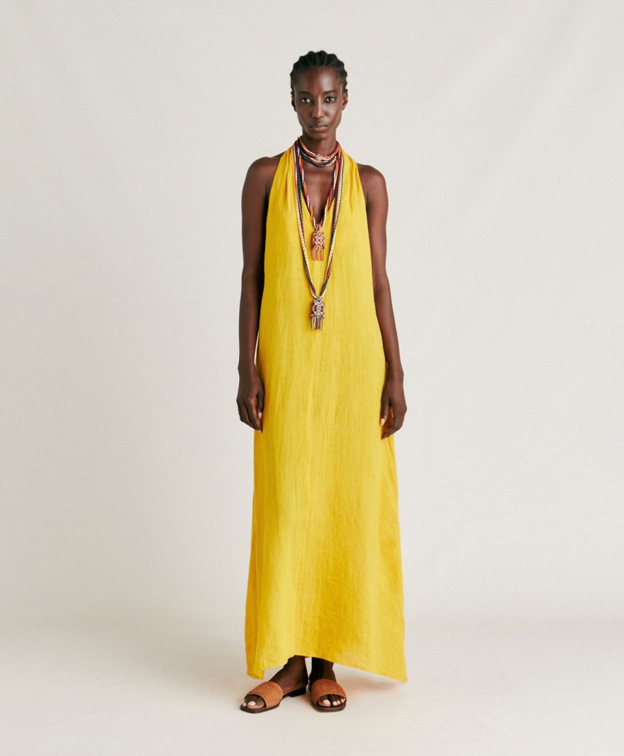 Clothing Momoni | Aurora Dress In Linen - Sunshine Yellow