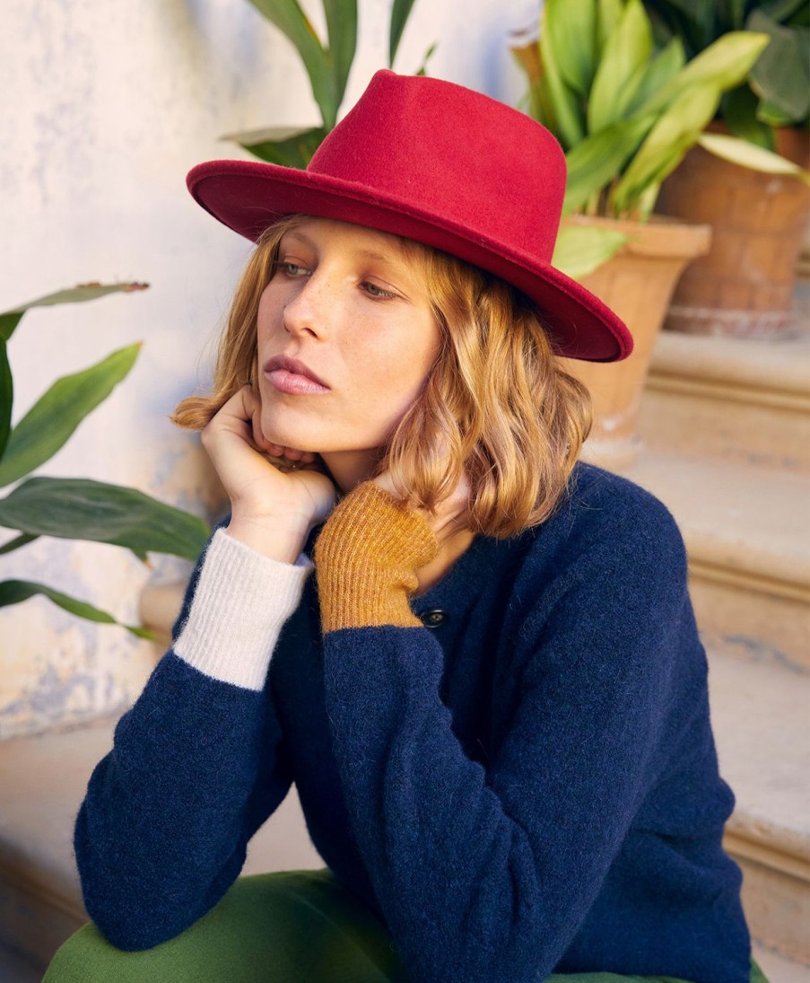 Shoes And Accessories Momoni | Sebastien Hat In Wide Brim Felt - Red