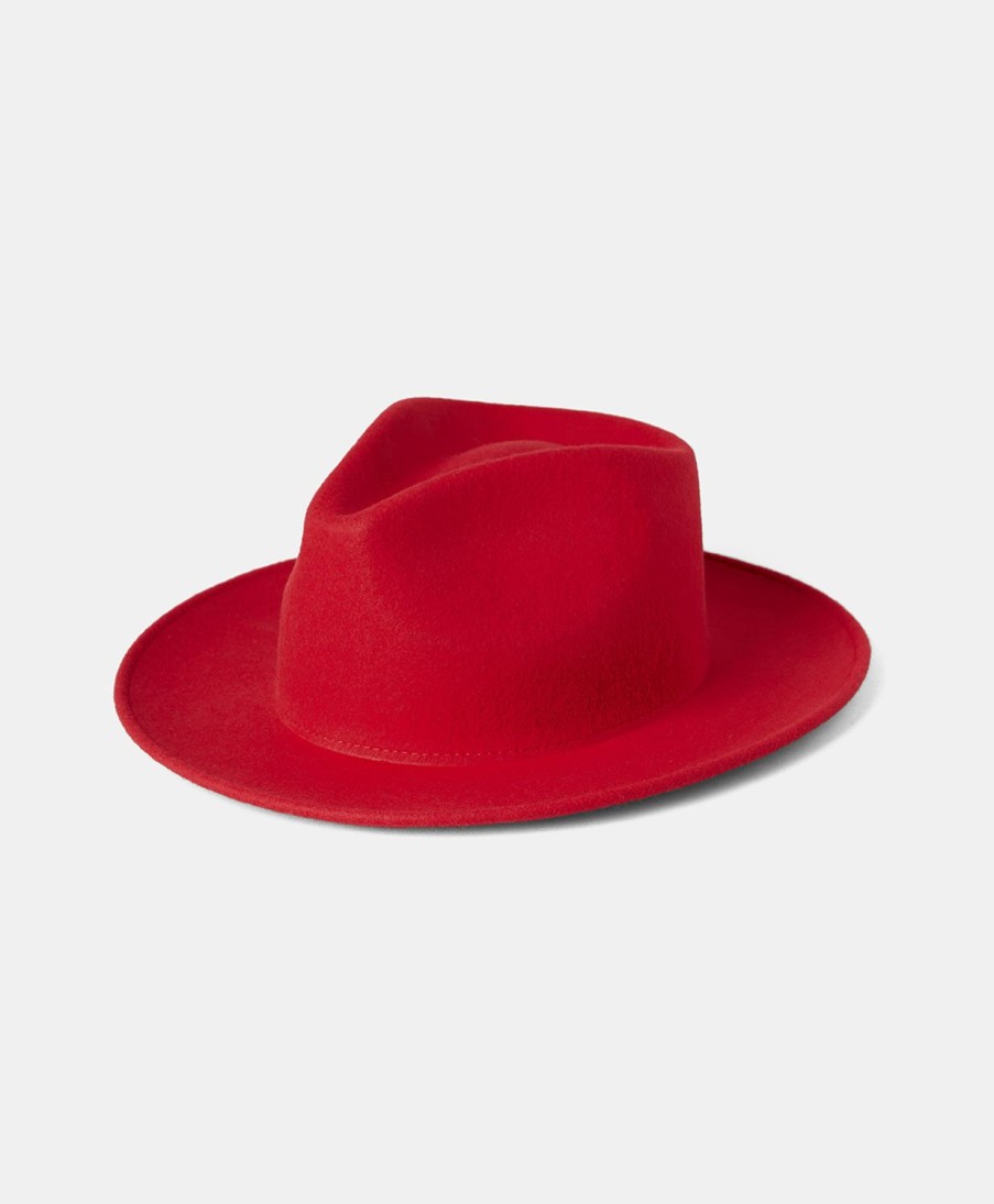 Shoes And Accessories Momoni | Sebastien Hat In Wide Brim Felt - Red