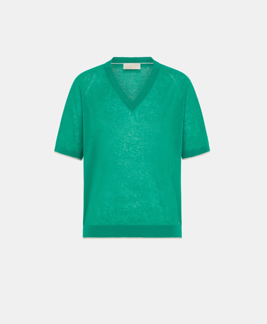 Clothing Momoni | Edie Knitwear In Linen - Emerald Green