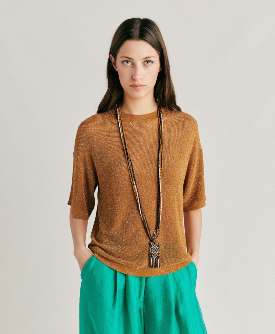 Clothing Momoni | Jacinto Knitwear Lurex Ribbed - Caramel